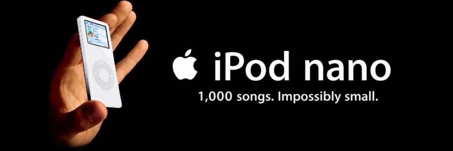 Apple iPod nano. 1,000 songs. Impossibly small.